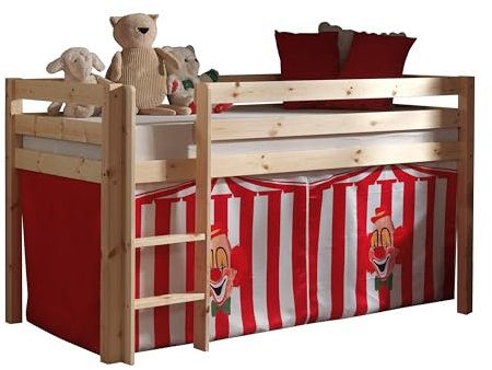 möbelando Spielbett >Pino< in Kiefer massiv Natur lackiert - 210x114x106 (BxHxT)