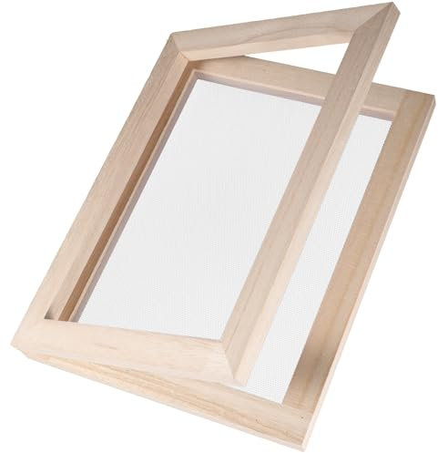 PRETYZOOM Marco De Madera Para Manualidades De Papel A4 Con Malla Resistente Herramienta Para Fabricación De Papel Artesanal Y Proyectos Diy Infantiles
