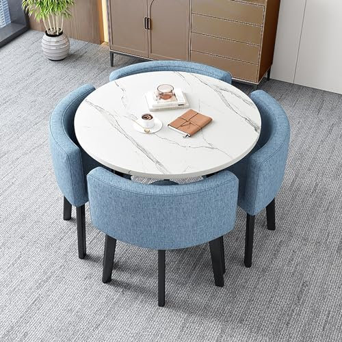 Modernes Rund Esstisch,Set Aus Runder Küchentisch Und 4 Stühlen,Besprechungstisch,Verhandlungstisch,Freizeit Couchtisch Set,Platzsparende Möbel,Esstisch Set Für Küche Esszimmer Büro Durchmesser 80 Cm