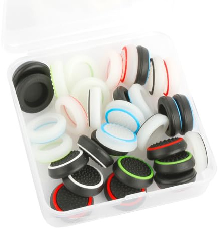 Rumyve 32pcs Controller Thumb Grips,Silicone Colorful Thumbstick Caps,Non-Slip Protection Cover Attachments Aim Assist for PS5 PS4 PS3 Controller
