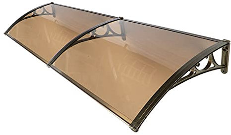 Vordach für Haustür Veranda-Überdachung, Außenmarkise, Terrassenmarkisen, Überdachung der Haustür, Vordach mit Aluminium-Halterung, braunes Türvordach, UV-Schutz, Polycarbonat-Abdeckung, Tür, Fenster