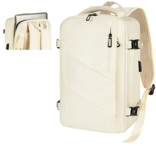 Gluckstar für Ryanair/Eurowings/Wizz Handgepäck 40x20x25 Rucksack Handgepäck Flugzeug, Reiserucksack mit 15 Zoll Laptopfach Tasche, Kabinenrucksack Carry on Luggage Travel Backpack 20L Beige