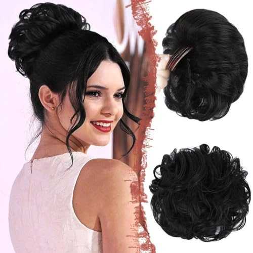 RPAEOY Lockiger Messy Bun Haarteil Dutt Haarverlängerung Kammverschluss Haarknoten Haargummi Hochsteckfrisur Zubehör