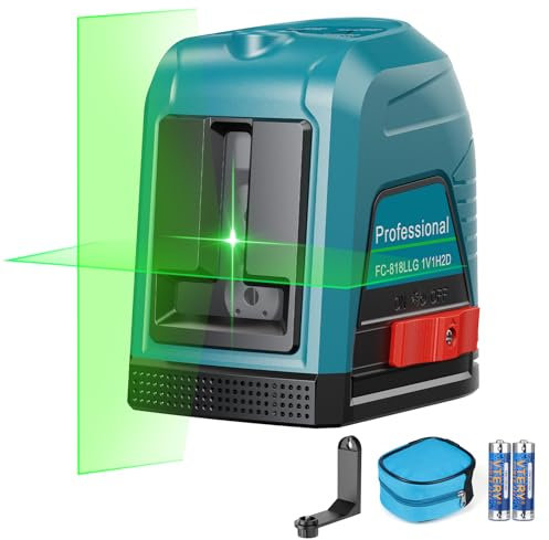 DigitConvert Cross Laser Level - Green Beam Cross Line Laser with Self-Leveling & Rotatable 360° Function (AA Battery)