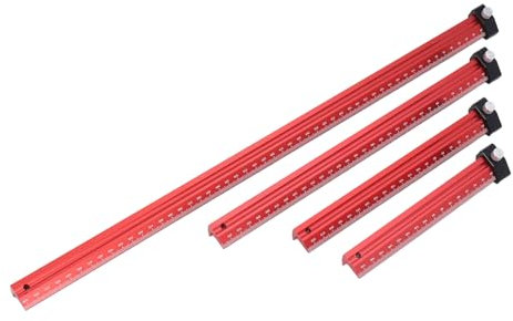 4-teiliges V-förmiges Gerades Lineal aus Aluminiumlegierung, Doppelseitige Skala, Holzbearbeitungs-Kantenlineal für die Messung von Quadraten, 4 Größen-Set