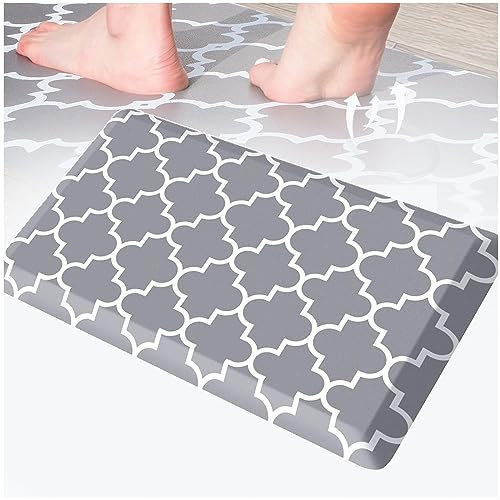LULUMAIC Dicke Küchenmatte 0,47 Zoll, rutschfest, wasserdicht, ergonomische Küchenmatte, für Küche, Zuhause, Büro, Waschbecken, Garage,Grau-17,3×47