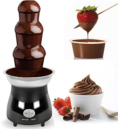 3 Tier Fondue Fountain-Electric Stainless Choco Dipping Warmer Machine, Keep Warm-for Melted Chocolate, Candy, Butter, Cheese, Caramel
