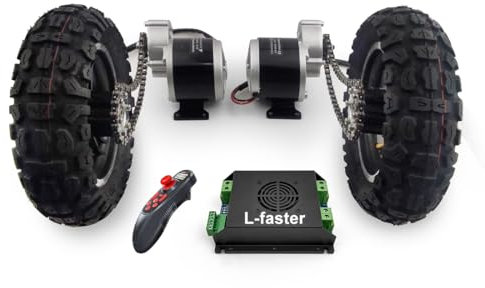 L-faster Kit di conversione del Motore a Spazzola inversa con Ruota pneumatica a Doppia Trasmissione, Carrello per carriola da Giardino agricolo, 24 V, 700 W, 10x3,0 Pollici (24V 350W Max Speed 4kph)