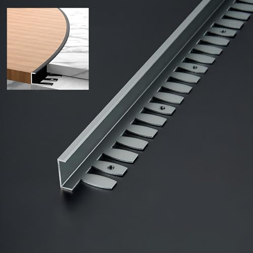 Raouoae Biegbar Abschlussprofil Für Treppen 135cm 2 Stück Eloxiertem Aluminium C-Form Profil Übergangsprofil Abschlussprofil Sicherheit Und Stil Vereint(Grau,Hoch: 18.5mm)