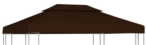 ShGaxin Auvent de tonnelle 2 niveaux, couverture de rechange pour tonnelle, auvent Pergola de rechange, toit Pergola, toile de toit Tonnelle marron, 310 g/m², 4 x 3 m