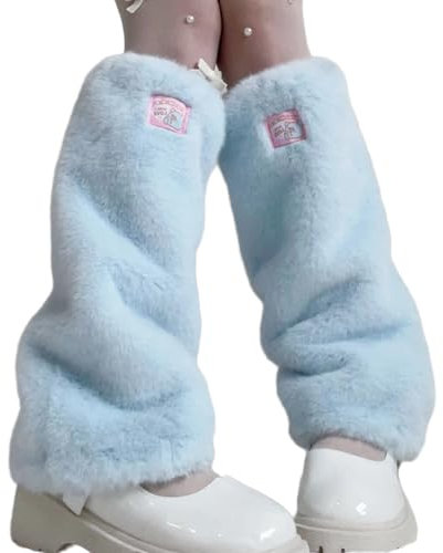 Watreketal Beinstulpen, Plüsch-Beinstulpen für Damen, flauschige Winterstiefelaufsätze, einfarbig, pelzige Beinbedeckungen, Gamaschen, gemütliche, modische Füßlinge, hellblau, 16.54in