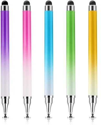 Oruola 5 Pack Touchscreen Pen,2 in 1 Stylus Pen for Android,Tablet Pens with Transparent Disc & Silicone Tip,High Sensitivity Stylus Pens for Pad Phone and Other Touch Screens
