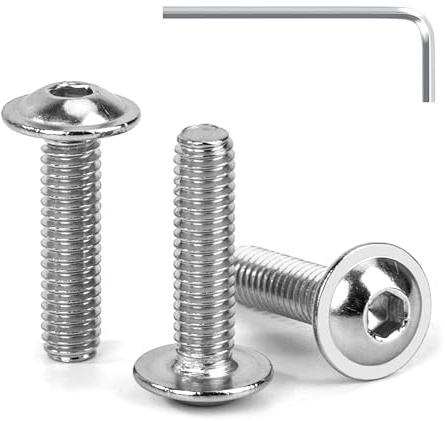 Tunejoy Tornillos de Cabeza Alomada con Brida M4 x 16 mm Tornillo de Cabeza Hexagonal de Acero Inoxidable A2 V2A Tornillos Máquina con llave Allen Rosca Completa 30 Piezas