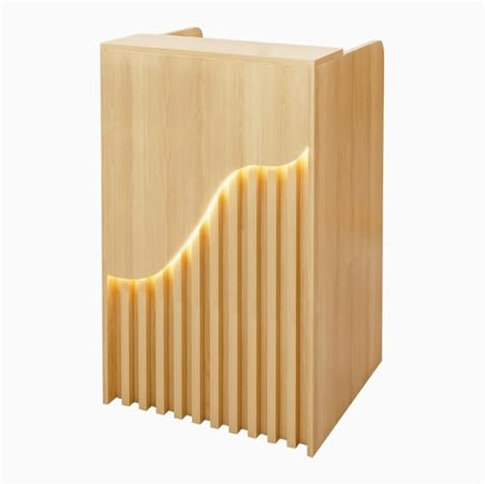 HOLGVE Empfangstheke, kleine Empfangstheke, stehende Empfangstheke mit abschließbaren Schubladen, mit LED-Leuchten, Kassentisch, for den Lobby-Einzelhandel(23.6x15.7x37.7)