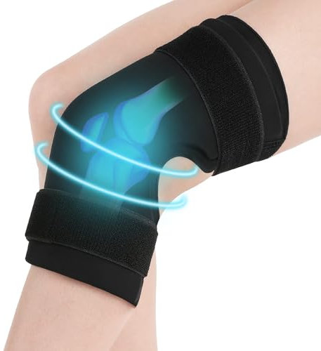 ABUBU Genouillère en gel pour thérapie par le froid et la chaleur, réutilisable, blessures et douleurs au genou, entorses, arthrose, ménisque, lycra, doux