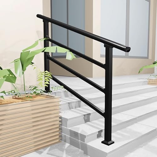 Außentreppe il für 2 oder 4 Stufen, verzinkter Stahl, Handlauf für Veranda, verstellbares Geländer mit Montagesatz, 3 Querstangen, 120 cm Länge