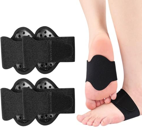 FIMWOLZ 1 Pares de Soporte para El Arco,Bandas Ajustables para el Arco del Pie,Funda de Soporte para el Pie para Aliviar el Dolor del pie Plano con Almohadillas Pies Acolchadas de Panal (Negro)