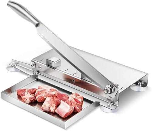 Cortador de carne manual comercial con sierra de hueso, cortador de alimentos de acero inoxidable para cortar carne congelada, verduras, huesos, perfecto para uso doméstico (tamaño: S)