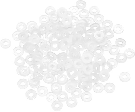 QUARKZMAN 155 Pcs Rondelles Nylon M2 Rondelle Plate 2mm ID 5mm OD 1mm Épais Entretoises en Plastique pour Vis et Boulons, Réparation de Plomberie de Robinet de Jardin, Blanc