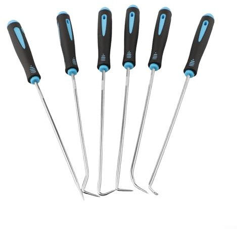 Auto-Entferner-Werkzeug-Set, 6-teilig, Picks und Haken zum Entfernen von O-Ringen, kleinen Sicherungen und losen Teilen, Stahl- und Kunststoff-Design