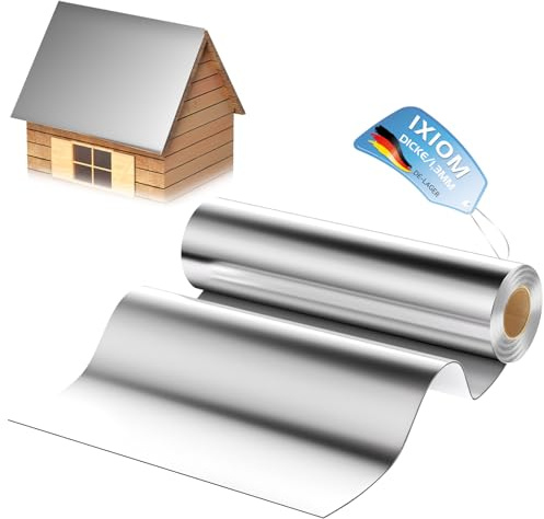 Warmfay Dachfolie Aluminium Selbstklebend 10x1m, 10m² Selbstklebende Dachpappe mit Starkem Bitumenkleber Alternativ zu Dachpappe & EPDM-Folie, für Gartenhäuser, Carports und Schuppen, Silbergrau