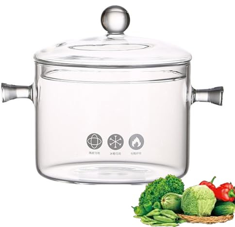 Glaskochtopf for den Herd for Nudeln, Simmertopf mit Deckel, sicher for den Herd, hitzebeständiges Glaskochgeschirr for Nudeln, Nudelsuppe, Milch(2L)