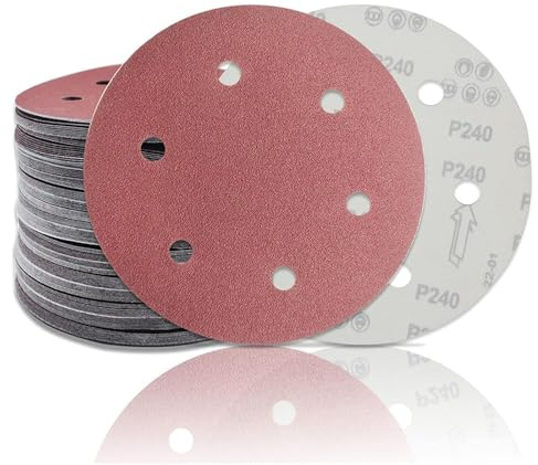 Lot de 10 disques abrasifs auto-agrippants de 225 mm, 9 pouces, 6 trous, pour ponceuse orbitale aléatoire, grain 60-2000, 6 trous, 600