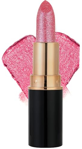 Glitter Lipstick Long Lasting Highly Pigmented with Moisturizing Formula, Smooth Creamy Lip Stick for Women, Waterproof Shimmer Lip Gloss in Nude Pink, Velvety Texture & Hydrating (03#)