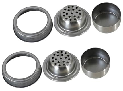 TOYZFRIENDY Mason Jar Shaker Lids Stainless Steel 304 Pepper and Spice Shaker Covers Mason Bottle Caps Cocktail Seasoning Filter Lids 2pcs Set and Cocktail Bottles