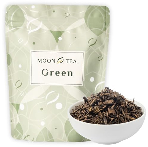 MoonTea | Tè Verde Hojicha - 25 g | Tè Giapponese in Foglia | Foglie Tostate Tradizionalmente - Aroma Caldo e Nocciolato - Basso Contenuto di Caffeina - Confezione Termosaldata