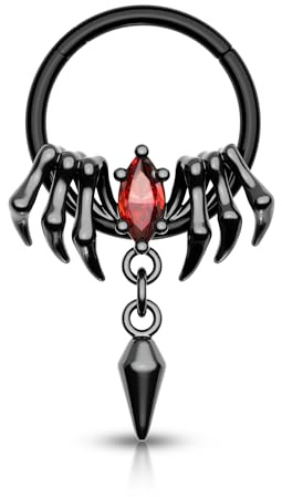 Agrewd Piercing Septum Halloween Bijou de Percing Helix 16G Araignée Anneau Daith Acier Chirurgical 316l Anneau de Boucle d'Oreille Cartilage pour Femmes 10mm