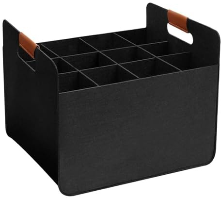 Ziennhu Borsa per vini 12 bottiglie in feltro nero, portatili e resistenti, campeggio, compleanno e trasporto facile, dimensioni 37x32x22 cm