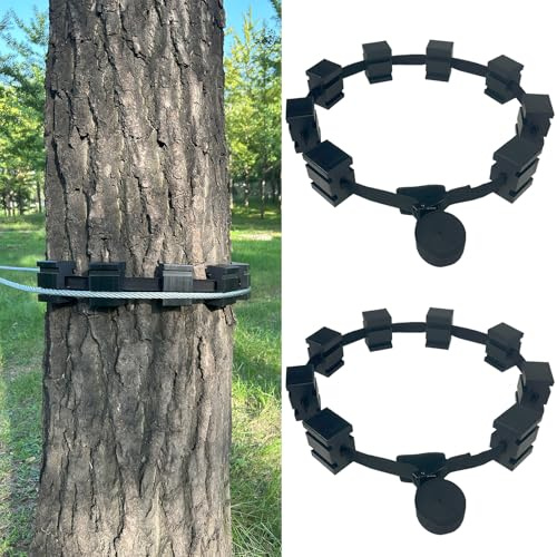 2er-Set Baumschoner-Block-Set für 2 Bäume, 16 robuste Nylon-Baumschutzblöcke und 2 verstellbare Riemen, verhindern Schäden durch Seilzugkabel, universelle Passform für Bäume mit einem Durchmesser von
