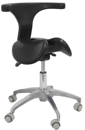 FXLUHAY Sattelhocker mit geteilter Sitzfläche, Schwarz, ergonomischer Drehsattelstuhl mit Rückenlehne, hydraulischer Hebehocker for Zahnarzt, Krankenhaus, Home-Office-Schreibtisch