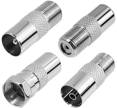 SRLWMYI 4er Set TV Sat Kabel Verbinder, F Stecker Männliche/Weibliche TV - Koaxialkabel Verbinder Kit, für Satellitenkabel, Antennenkabel, Luftkabel F Type to Coax Adapter Antennenstecker