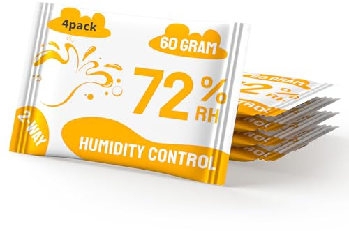 Boadw Bidirectional moisture regulation 72% for cigar humidor, size 60 - moisture regulator in resealable packaging for up to 25 cigars - 4 pcs