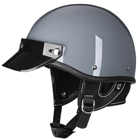 Casco Da Motociclista Retrò Caschi Cromwell Da Moto Mezzo Casco Scooter Caschi Jet E Demi-Jet Omologato DOTECE Caschi Scodella Stile Tedesco Per Adulti Uomini Donne F,XL:61-62CM