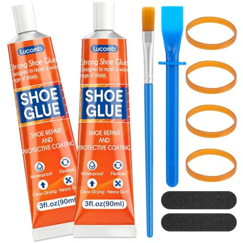 Lucomb Colla speciale per scarpe, extra forte, impermeabile, elastica e trasparente, colla per suole, per talloni, pelle, riparazione per scarpe, suole, pelle, vinile