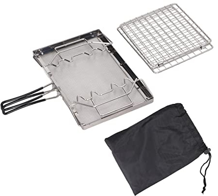 Poêle de camping pliable, grille-pain, poêle de plein air portable en acier inoxydable pour pique-nique, grille-pain à gaz à structure stable avec une distribution uniforme de la c