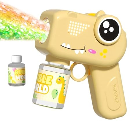 Máquina de Burbujas Automática Dosificador Portátil de Jabón con Luces y | Linda máquina de burbujas con líquido de pompas para Niños y Niñas, Regalos para Baño, Parque, Playa, Verano y Par
