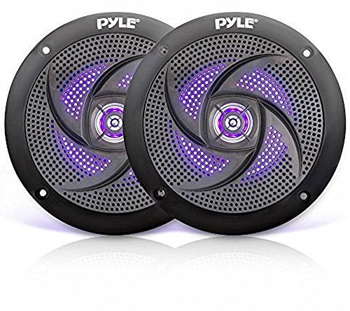 Pyle Altavoces Marinos de 4”, Estereo, Exterior, Luces LED, 100V, Un par