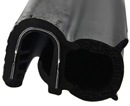 SMI-Dichtungsprofil DS22 für 5-6mm EPDM Moosgummi/Vollgummi mit Stahleinlage selbstklemmend ohne Kleber - Kantenschutz mit Dichtung seitlich, Kantenschutzdichtprofil für Auto, Kofferraum (10 m)
