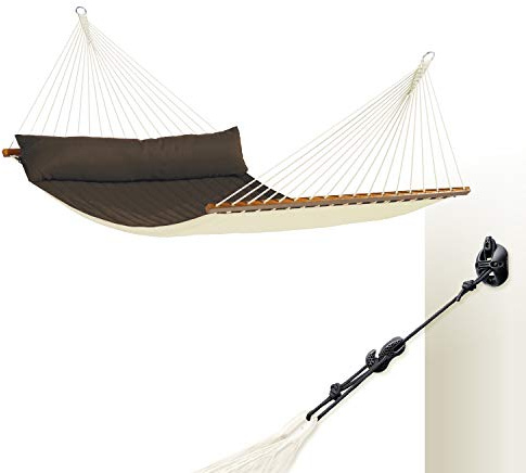 LA SIESTA - Alabama Arabica - Gefütterte Stabhängematte Kingsize + CasaMount Black - Mehrzweck-Befestigung
