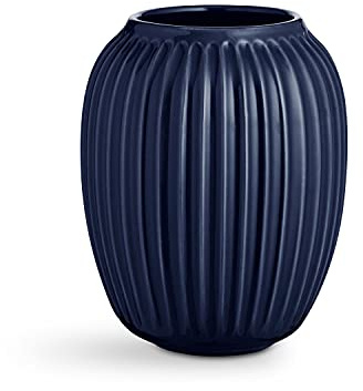 Kähler Vase H21 cm Hammershøi dänisches Design für Blumen Handarbeit, blau