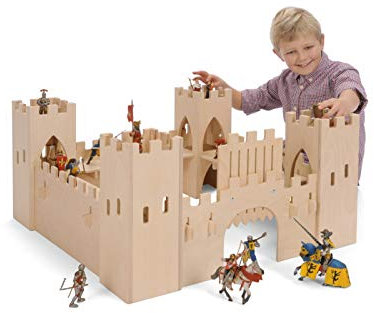Bätz Holzspielwaren Miniaturhaus aus Holz, Ritterburg, Klassisch, Kinder, Naturfreunde, Klassikliebhaber