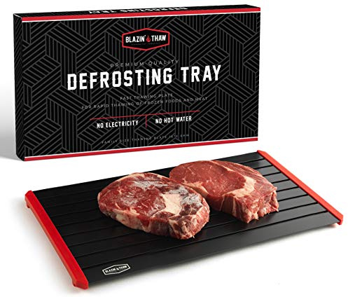 BLAZIN' THAW Defrosting Tray for Frozen Meat | 16 Family-Size | Aluminium Plate for Thawing Frozen Food | Natural Thawing Process | No Microwaves, No Cold/Warm Water Required |
