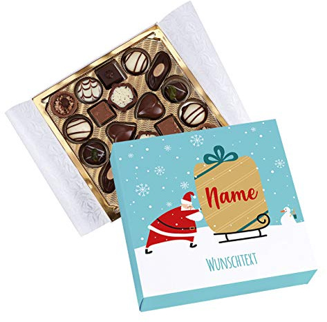 Herz & Heim® Lindt Mini-Pralinés zu Weihnachten als Gutschein mit Ihrem Wunschnamen und Text bedruckt