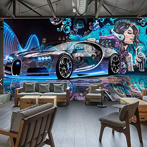 Moderne Kreative Street Graffiti Sport Auto Fototapete Restaurant Clubs KTV Bar 3D Wandbild Wand Papier Papier Peint Enfant, 350 * 256