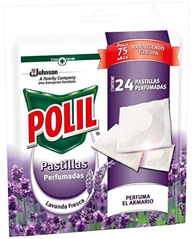 Polil® Pastillas Lavanda Fresca, Perfuma el armario y protege tu ropa, 24 Unidades