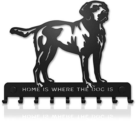 SirHoldeer Labrador Deko, Hundegarderobe, Hundeleinenhalter Wand, Schlüsselbrett Schwarz, Wandhaken für Hundeleine, Halsband oder Schlüssel, Geschenkideen für Hundebesitzer, Wanddeko Metall